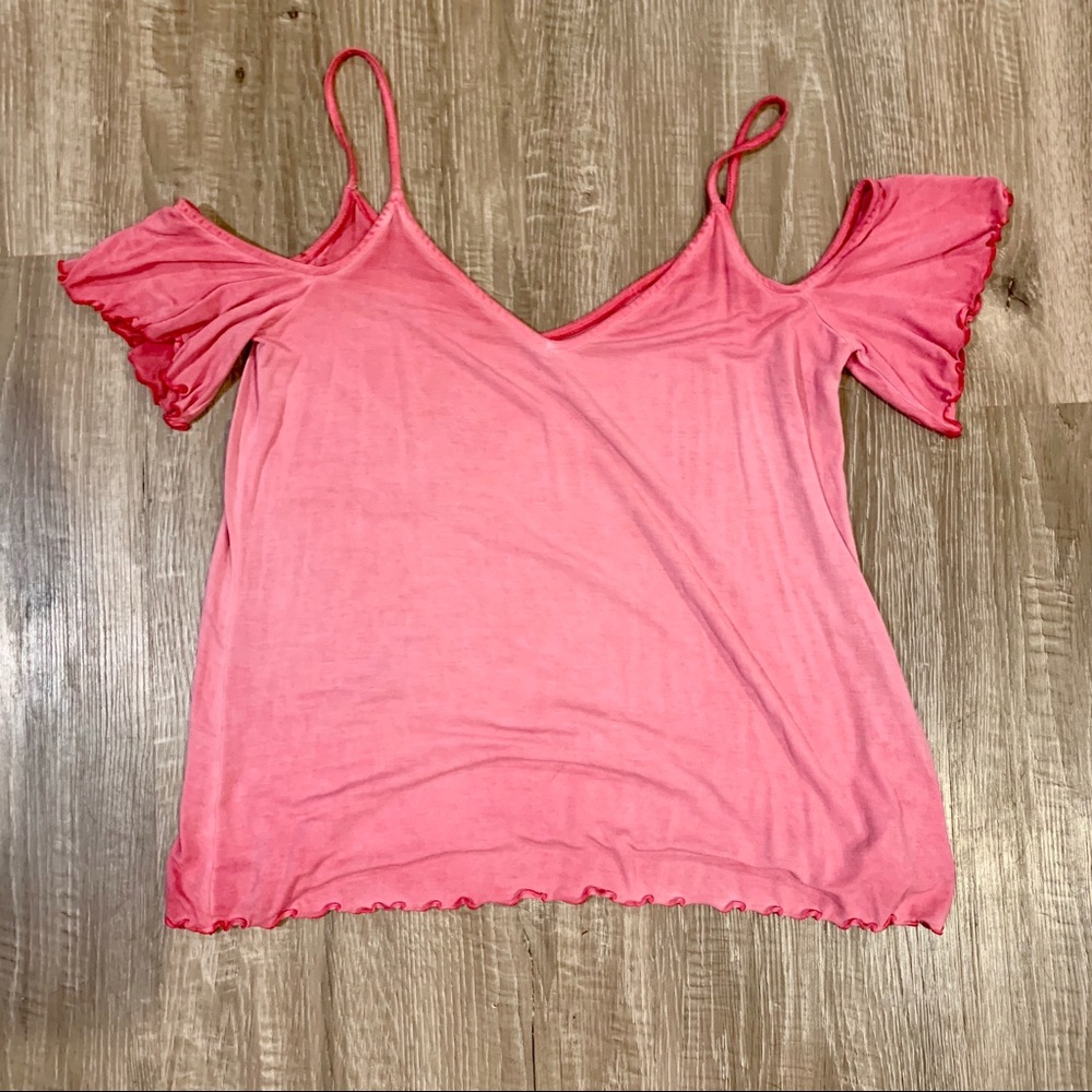 American Eagle pink ombré cold shoulder shirt